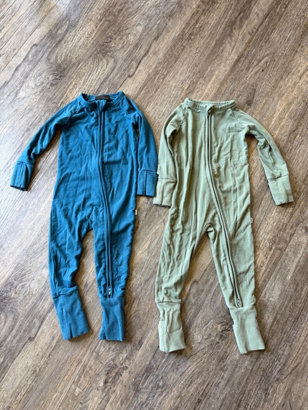 Little Sleepies Lunaluxe Teal and Green Bamboo Pajamas 6-12 months Set of 2